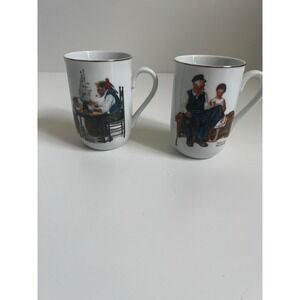 Vintage Norman Rockwell Museum Coffee‎ Mug Set 1982 Nautical Collectible